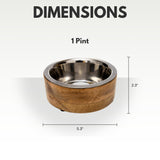 Stainless Steel Dog Bowl with Cylindrical Mango Wood Holder-5