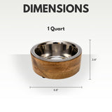 Stainless Steel Dog Bowl with Cylindrical Mango Wood Holder-6