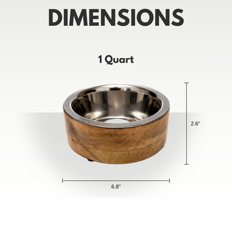 Stainless Steel Dog Bowl with Cylindrical Mango Wood Holder-6