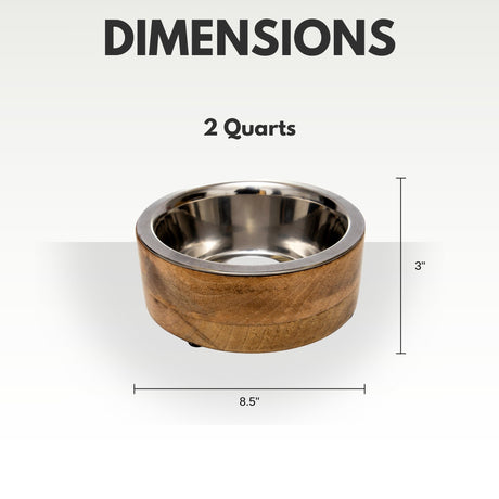 Stainless Steel Dog Bowl with Cylindrical Mango Wood Holder-7