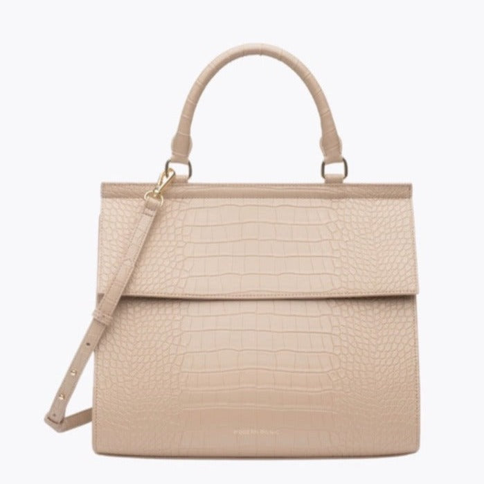 The Large Luncher - Cream Croc | Designer Lunch Bags & Totes