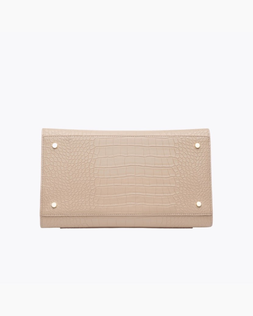 The Large Luncher - Cream Croc | Designer Lunch Bags & Totes