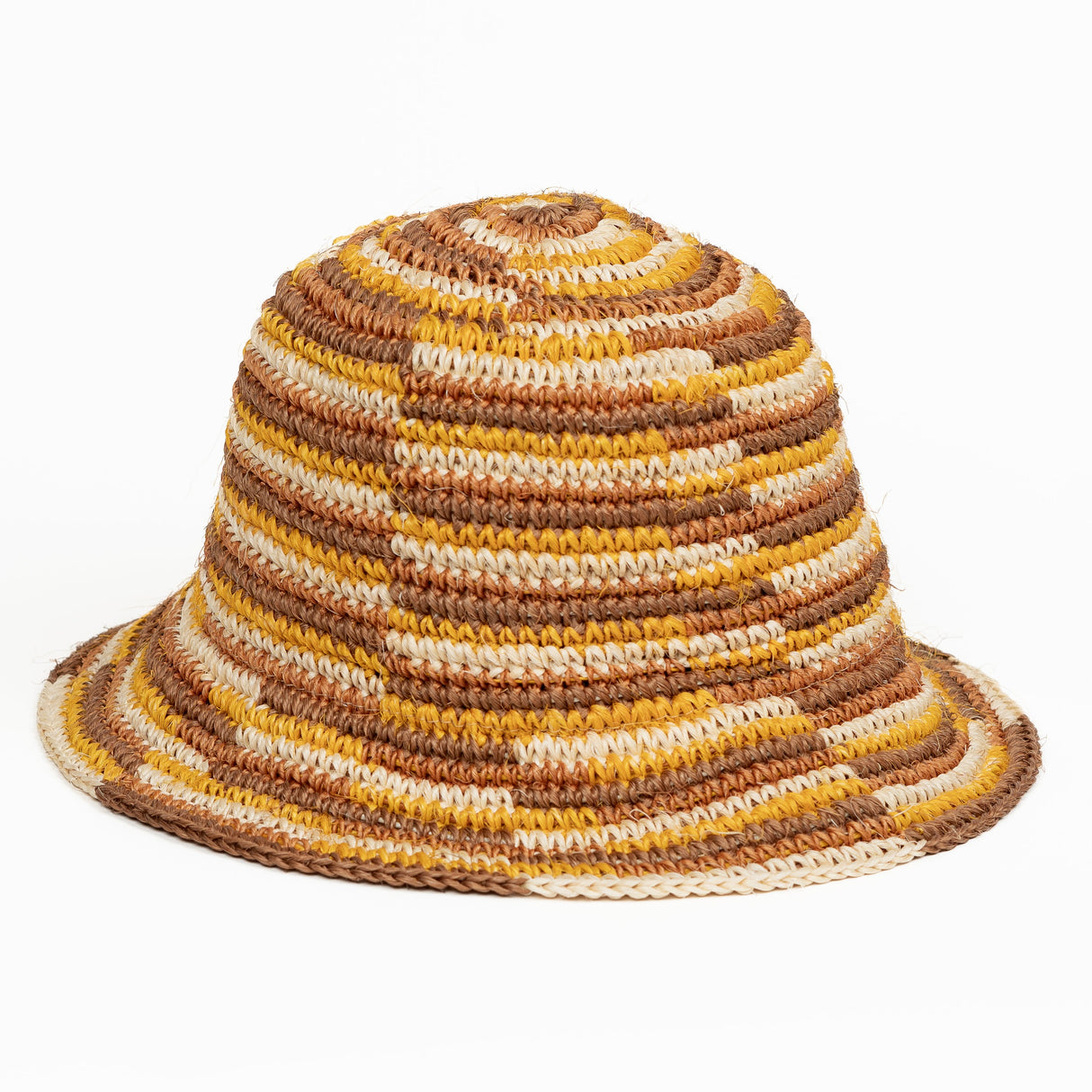 Woven Bucket Hat - Crocheted Multicolor Stripe