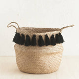 Black Tasseled Belly Baskets - Sumiye Co