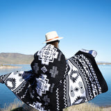 Andean Alpaca Wool Blanket - Black & White 90" x 78”