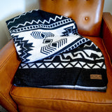 Andean Alpaca Wool Blanket - Black & White 90" x 78”