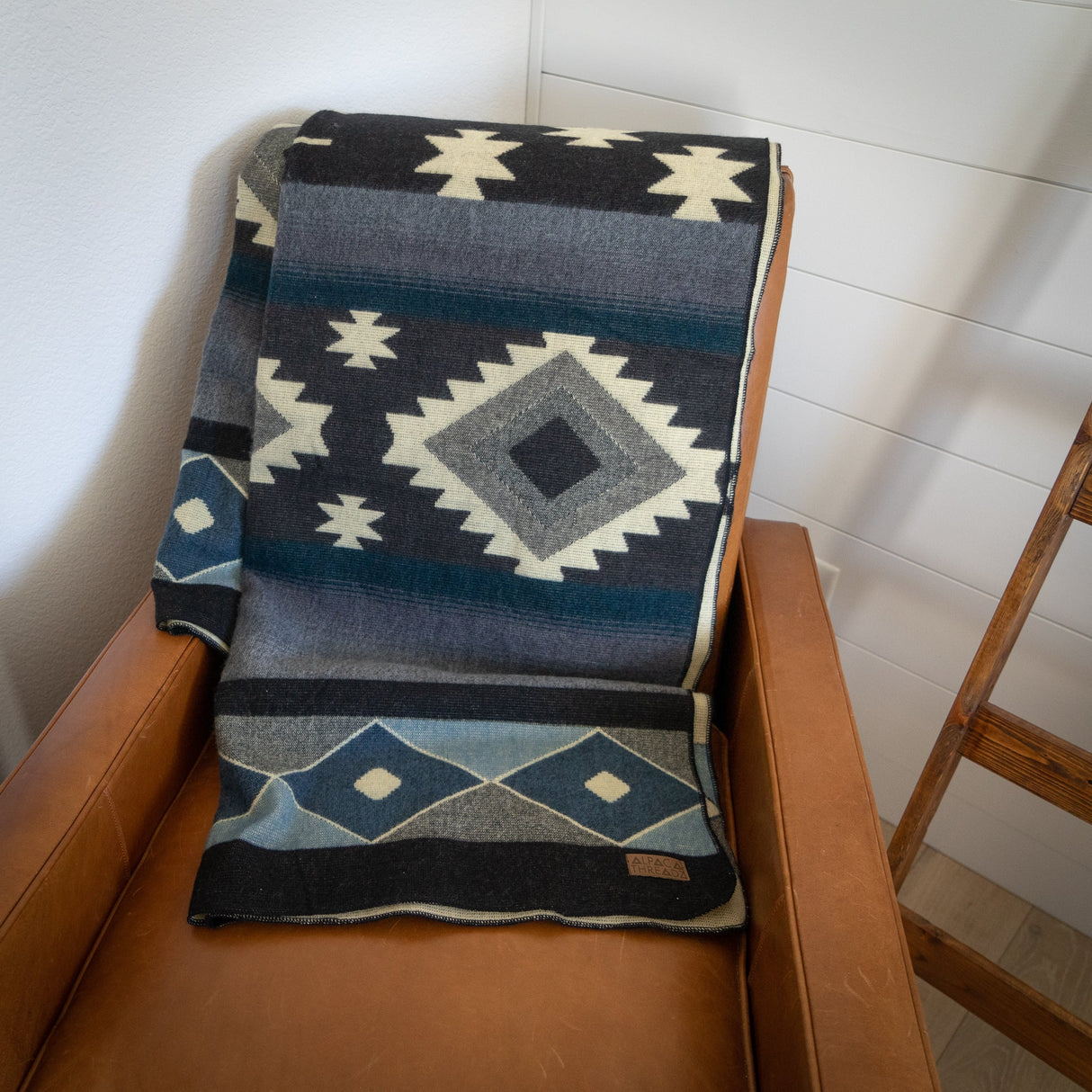 Alpaca Wool Reversible Blanket - Midnight 90" x 78” - Sumiye Co