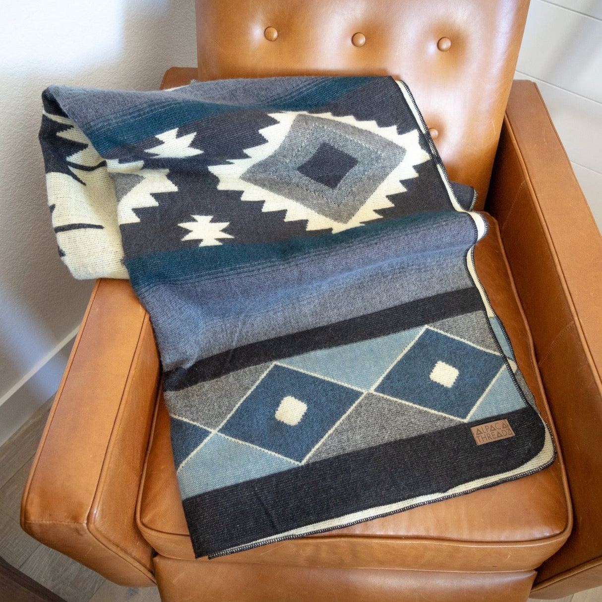 Alpaca Wool Reversible Blanket - Midnight 90" x 78” - Sumiye Co