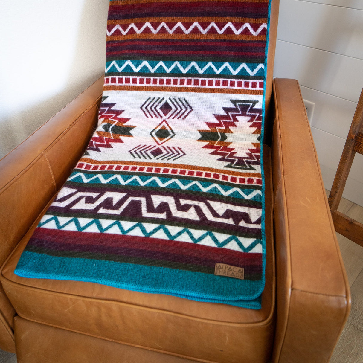 Alpaca Wool Reversible Blanket - Turquoise 90" x 78” - Sumiye Co