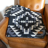 Alpaca Wool Reversible Blanket - Black Chakana 90" x 78” - Sumiye Co