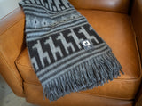 Alpaca Wool Throw Blanket - Black Alpaca Design 72" x 56" - Sumiye Co