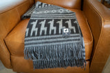 Alpaca Wool Throw Blanket - Black Alpaca Design 72" x 56" - Sumiye Co