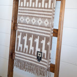 Alpaca Wool Throw Blanket - Alpaca Design (Beige)  72" x 56"