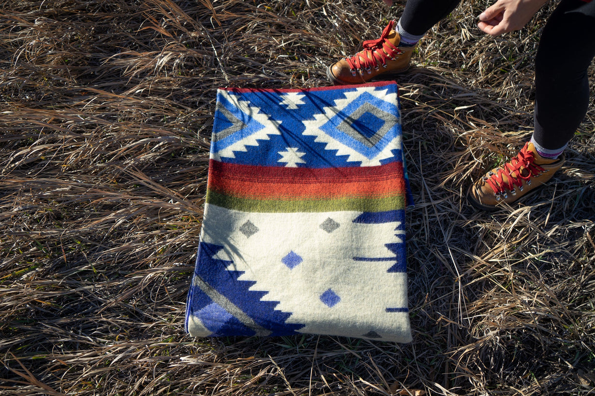 Alpaca Wool Reversible Blanket - Ocean Breeze 90" x 78” - Sumiye Co