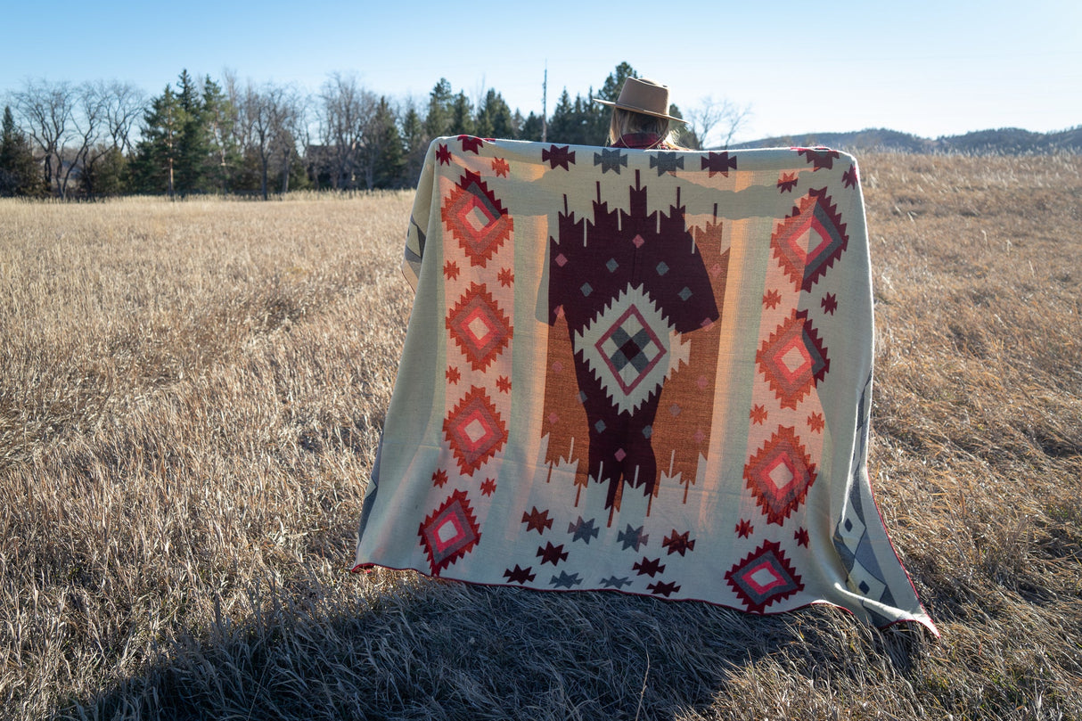 Alpaca Wool Reversible Blanket - Rojo 90" x 78” - Sumiye Co