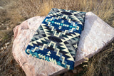 Alpaca Wool Reversible Blanket - Blue Chakana 90" x 78” - Sumiye Co