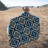 Alpaca Wool Reversible Blanket - Blue Chakana 90" x 78” - Sumiye Co