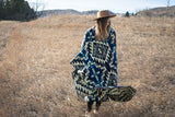 Alpaca Wool Reversible Blanket - Blue Chakana 90" x 78” - Sumiye Co