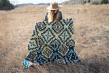 Alpaca Wool Reversible Blanket - Blue Chakana 90" x 78” - Sumiye Co