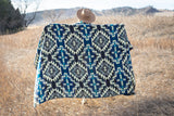 Alpaca Wool Reversible Blanket - Blue Chakana 90" x 78” - Sumiye Co