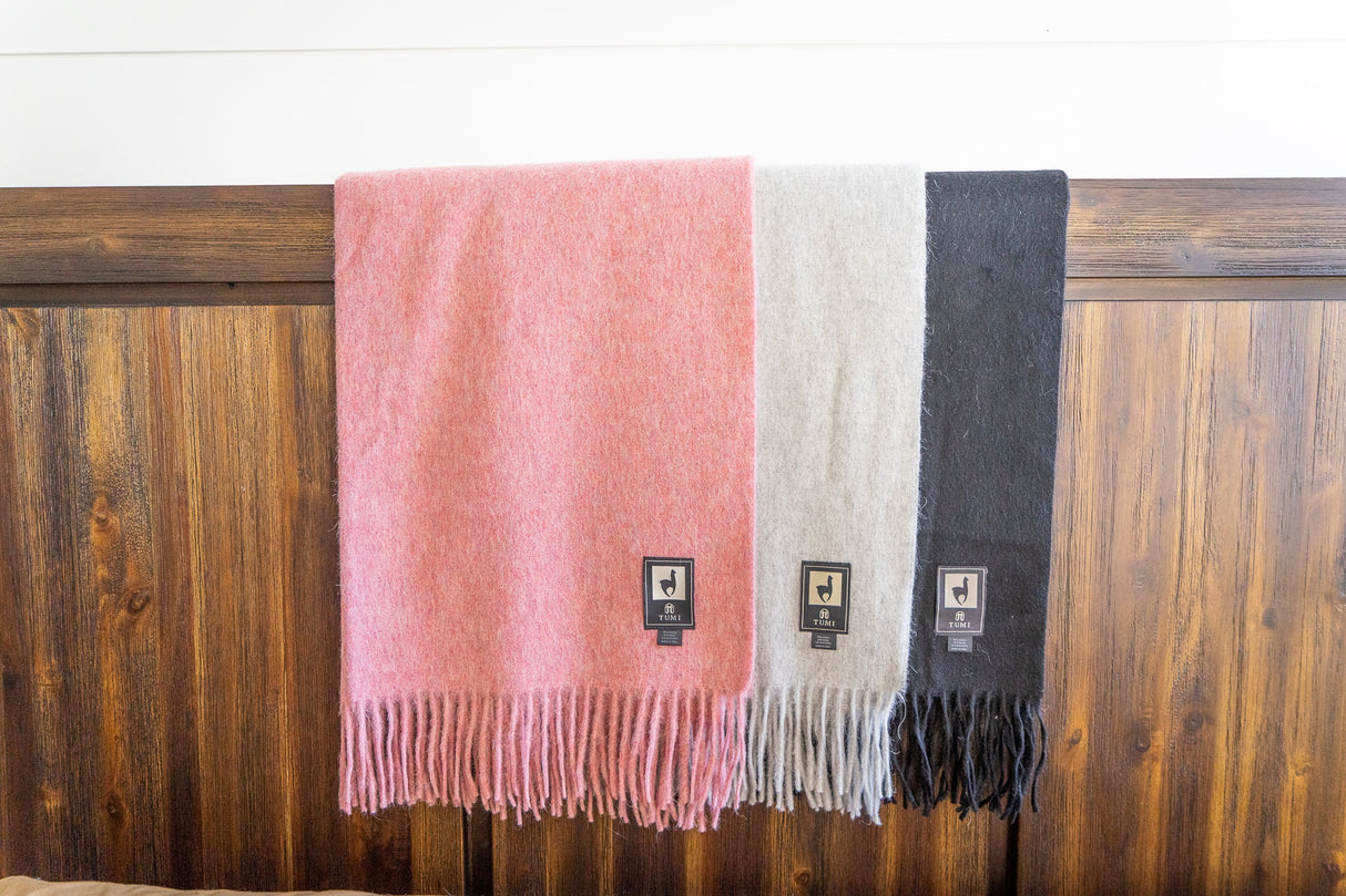 Alpaca Wool Throw Blanket - Solid Colors 72" x 56"