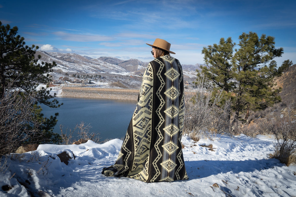 Alpaca Wool Reversible Blanket - Slate 90" x 78” - Sumiye Co