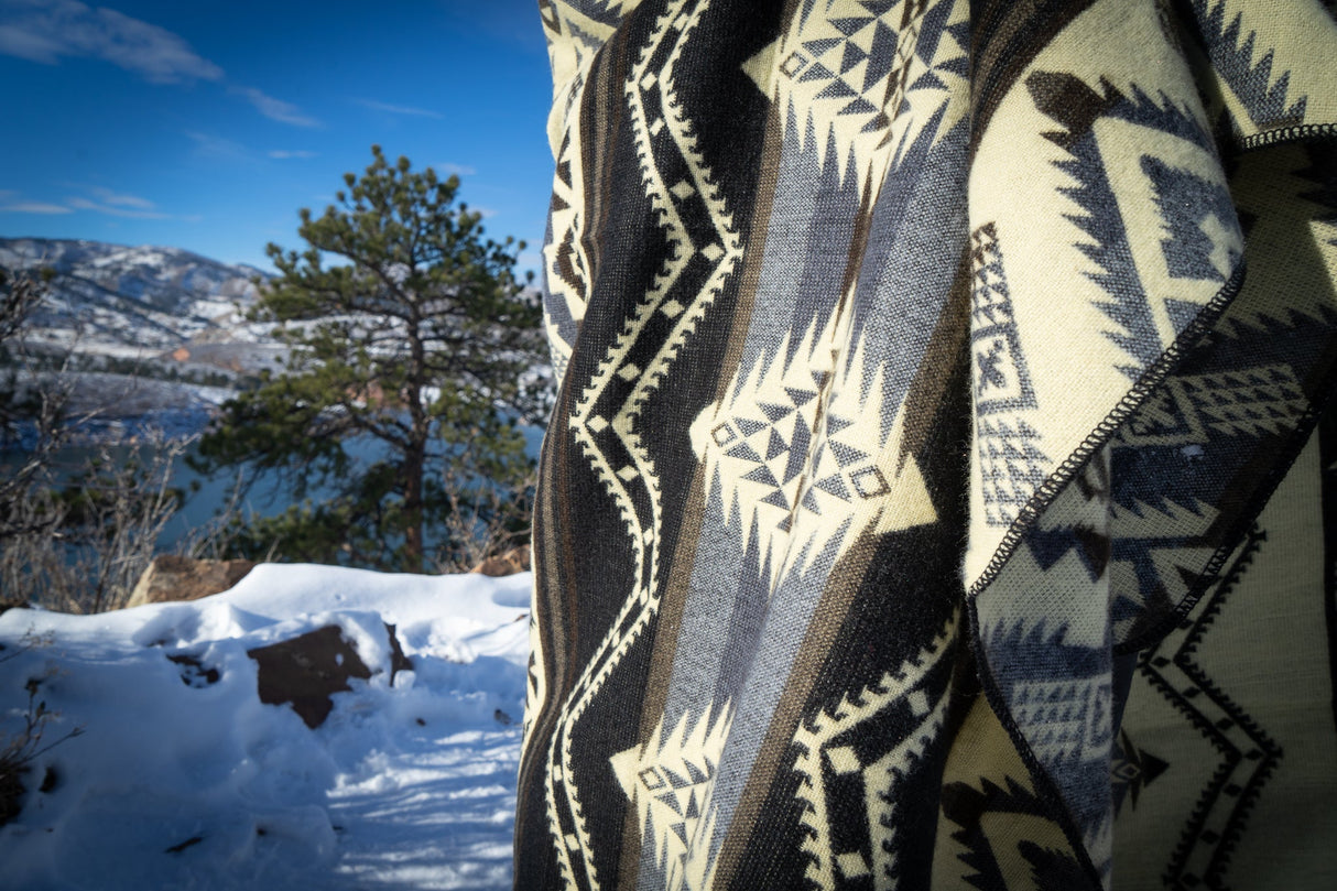 Alpaca Wool Reversible Blanket - Slate 90" x 78” - Sumiye Co