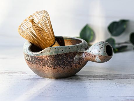 Brown Matcha Bowl with Spout Set | Tea Ceremony