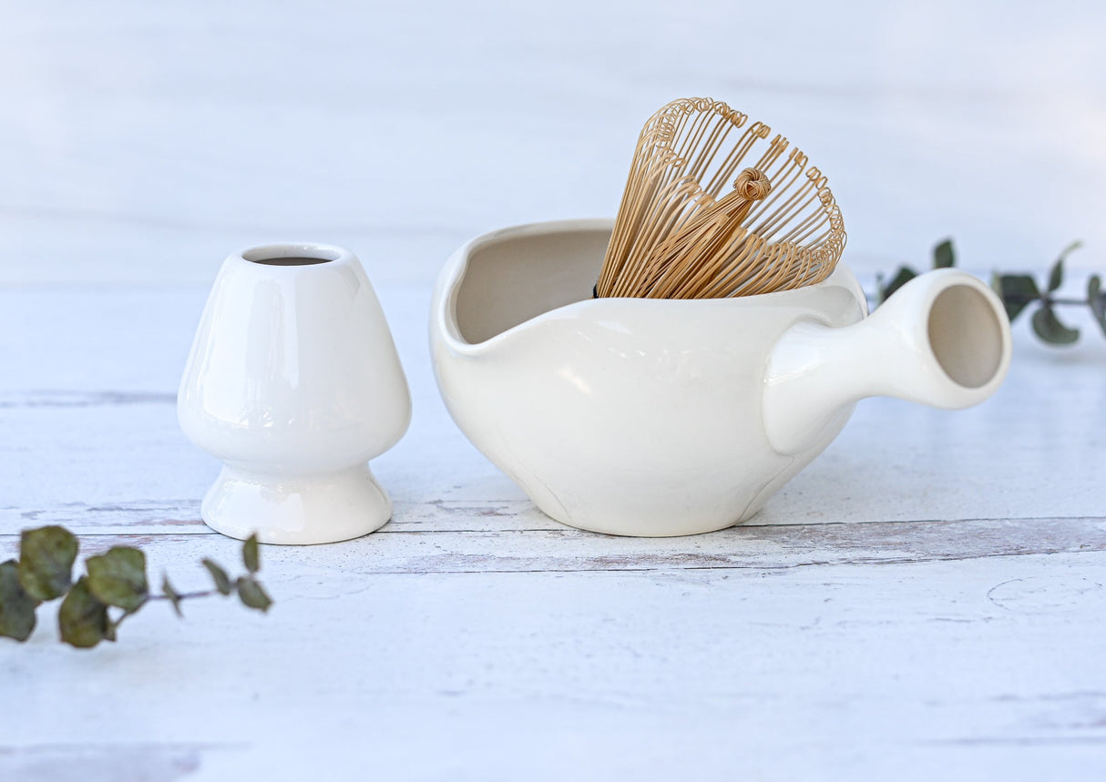 White Matcha Bowl with Spout