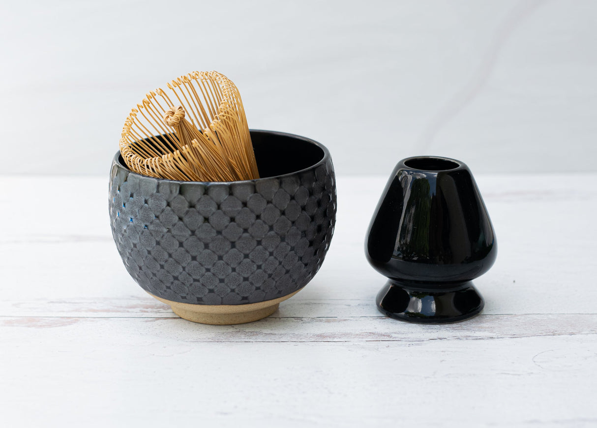 Black Ami Pattern Matcha Bowl | Tea Ceremony