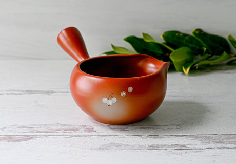 Red Flowers Matcha Bowl with Spout