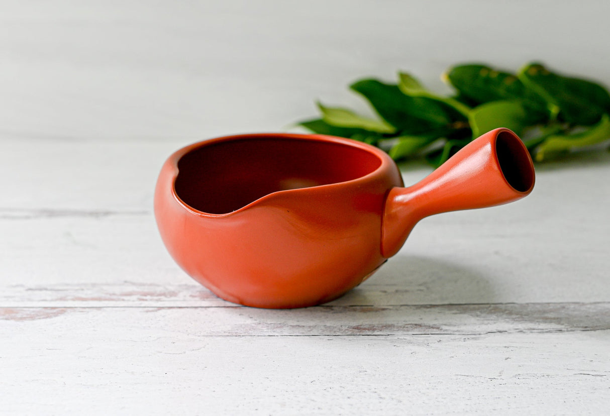 Red Flowers Matcha Bowl with Spout