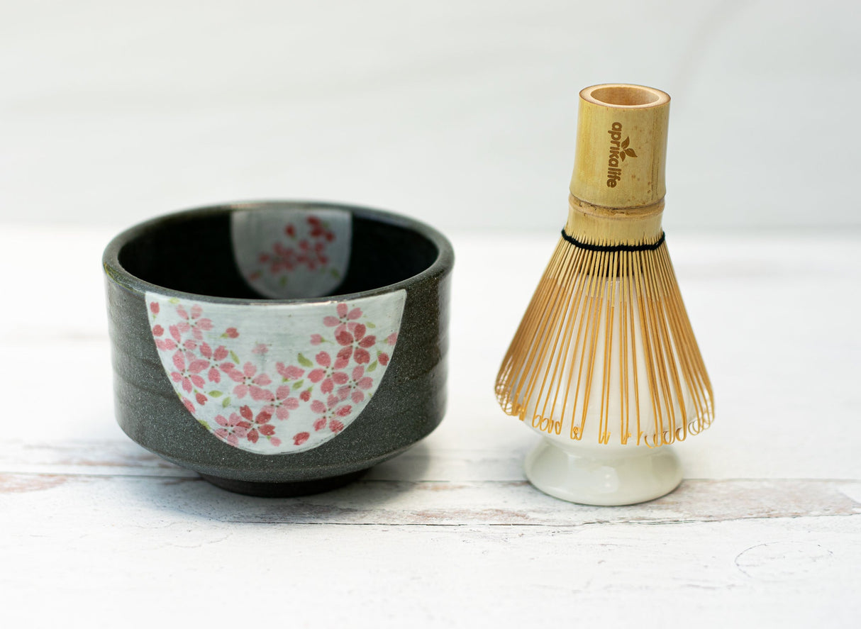 Dark Grey Flowers Bowl | Tea Ceremony