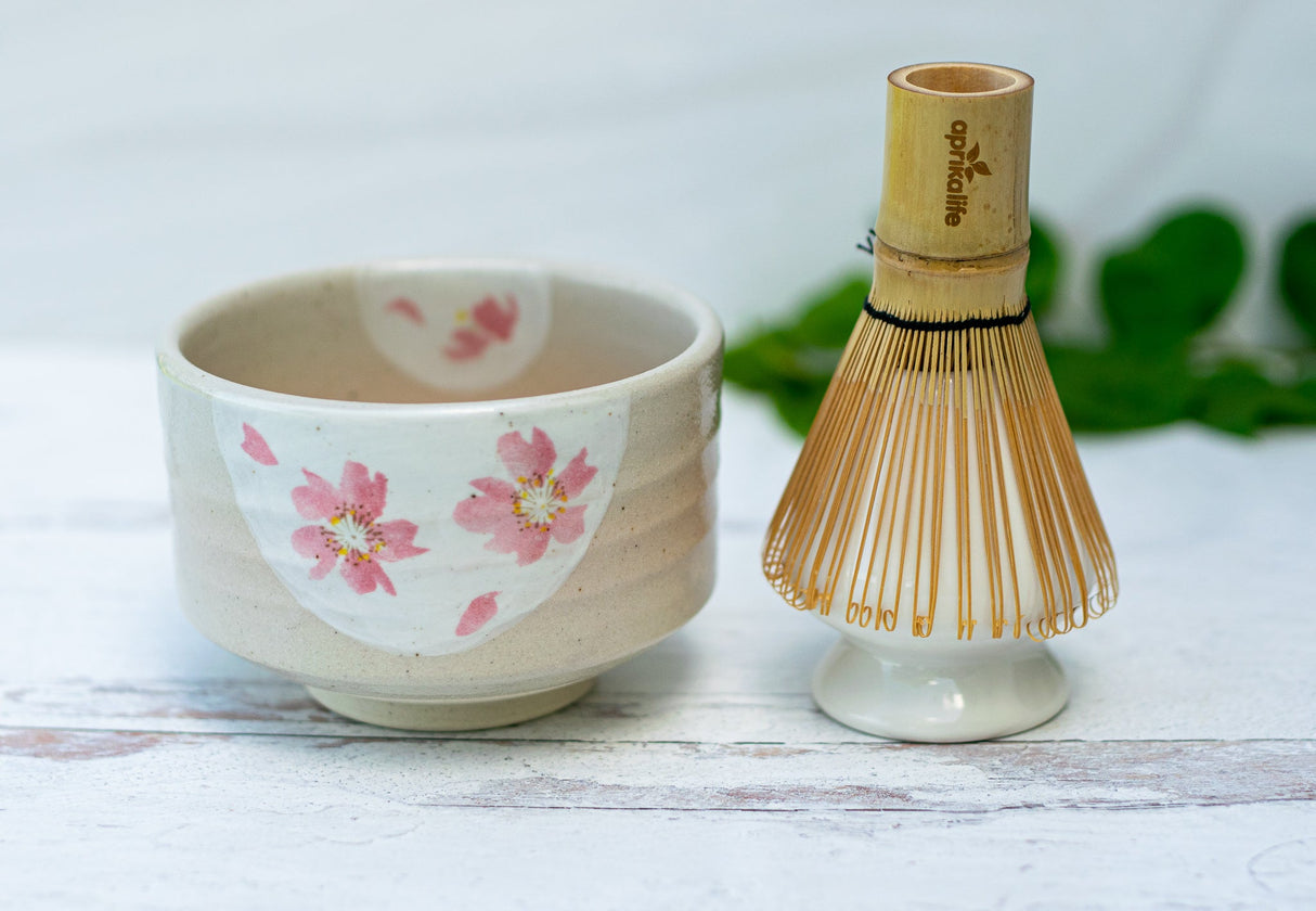 Beige with Pink Flowers Bowl | Tea Ceremony - Sumiye Co