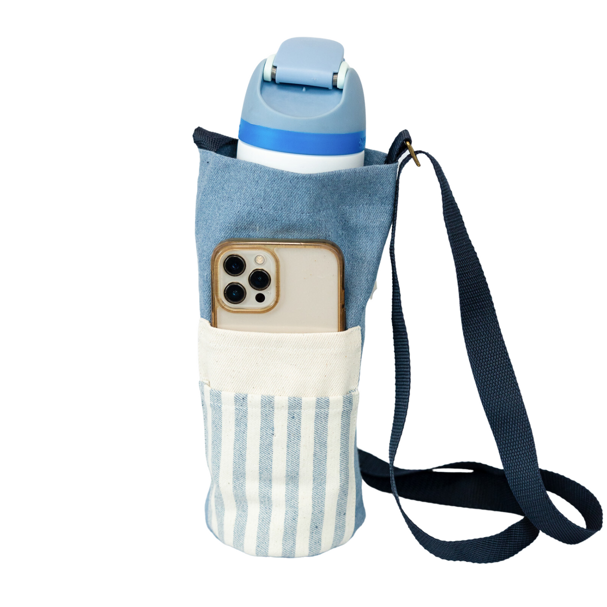 Upcycled Denim Water Bottle Holder Bag - Sumiye Co