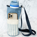 Upcycled Denim Water Bottle Holder Bag - Sumiye Co