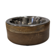 Stainless Steel Dog Bowl with Cylindrical Mango Wood Holder-0