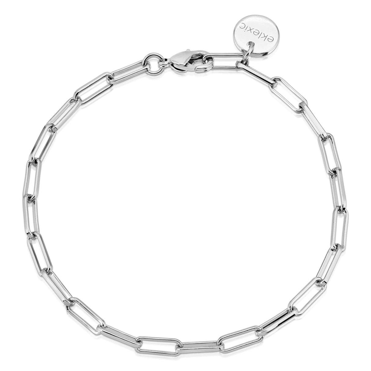 3.4mm Elongated Link Silver Chain Anklet - Sumiye Co