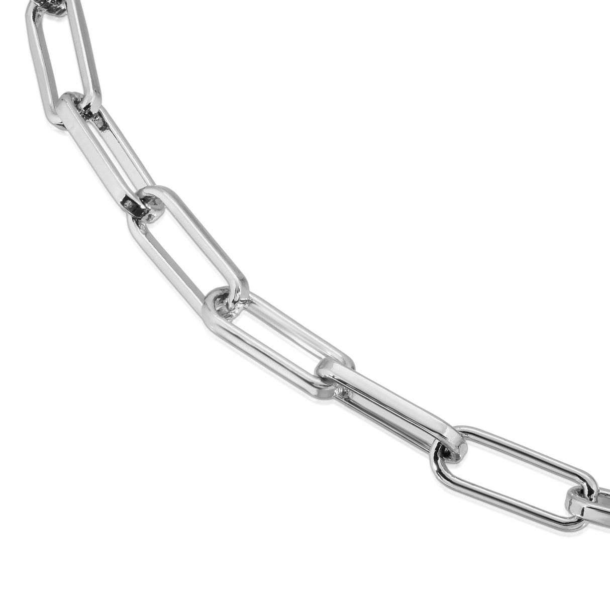 3.4mm Elongated Link Silver Chain Anklet - Sumiye Co