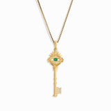 Emerald Evil Eye Key Necklace - Sumiye Co