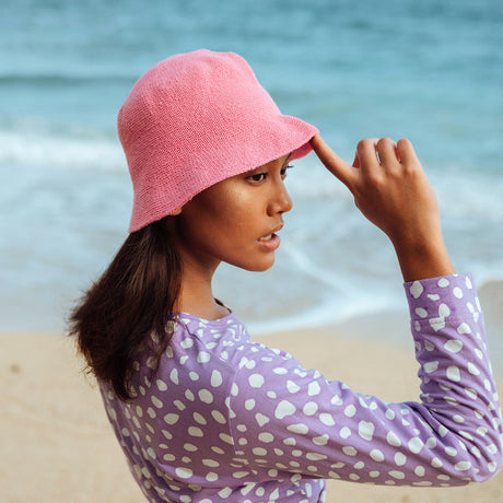 Crochet Bucket Hat In Pink - Sumiye Co