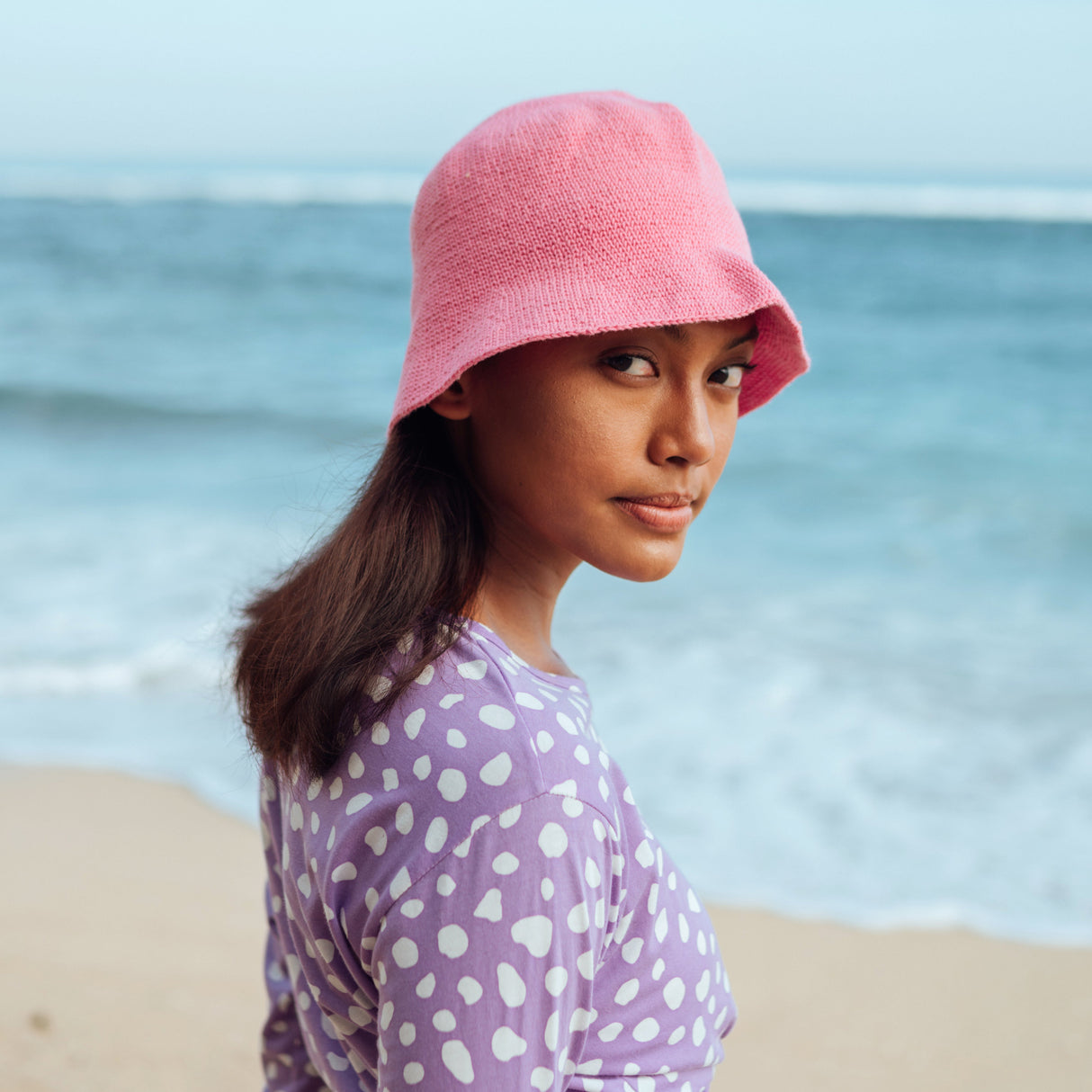 Crochet Bucket Hat In Pink - Sumiye Co
