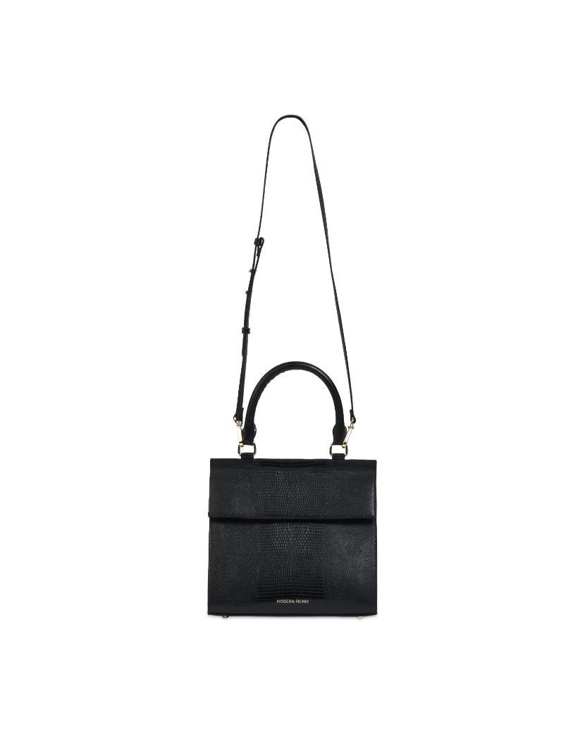 The Luncher - Black Lizard | Designer Lunch Bags & Totes