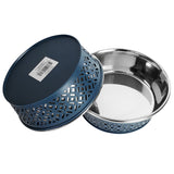 Eco-Friendly Stainless Steel Farmhouse Dog Bowl - Blue-3