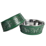 Eco-friendly Stainless Steel Farmhouse Dog Bowl - Dark Green (30oz)-2