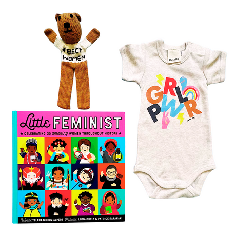 'Girl Power' Infant Onesie, Soother Toy, Feminist Book by Estella - Sumiye Co