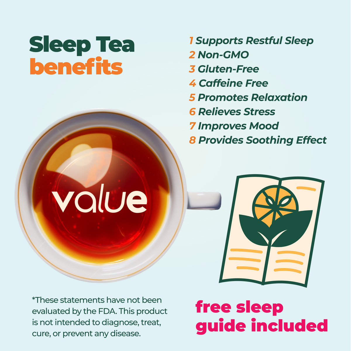 Herbal Sleep Tea with Sleep Guide, 60 bags \