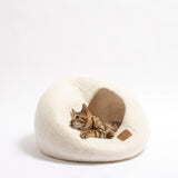 Premium Felted Wool Cat Cave Bed - Snow White - Sumiye Co