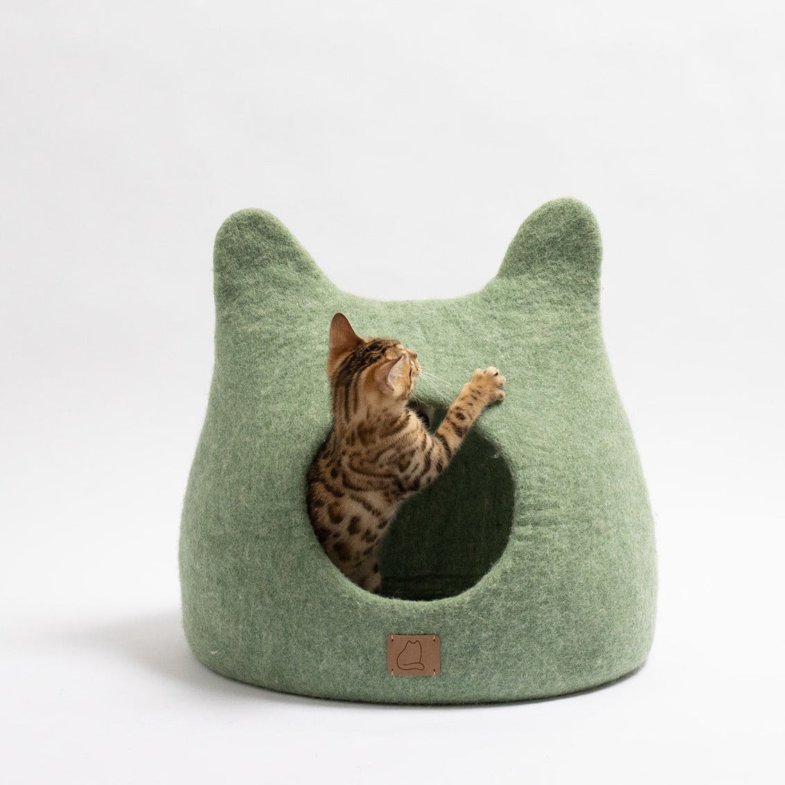 Whimsical Cat Ear Cave Bed - Eucalyptus Green - Sumiye Co