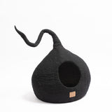 Deluxe Handcrafted Felt Cat Cave With Tail - Night Black - Sumiye Co